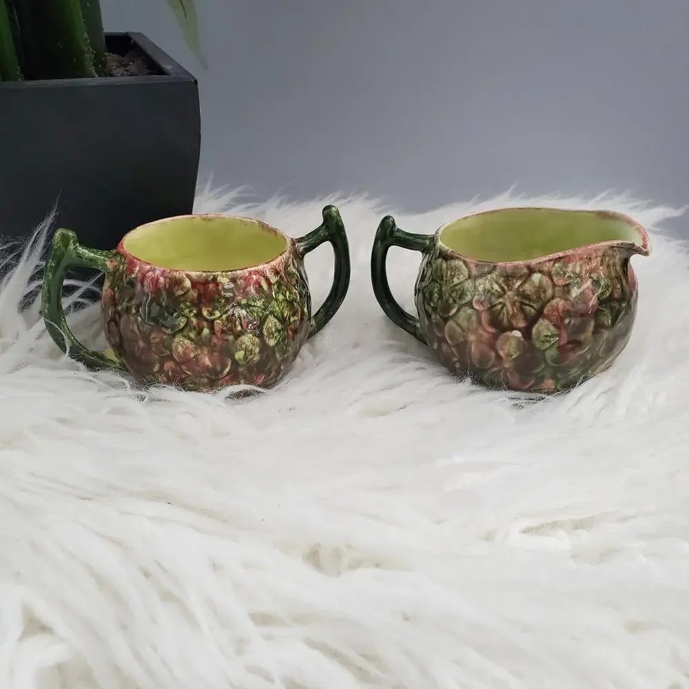 Jamieson Ceramics San Juan Capistrano Majolica Creamer/Sugar Bowl Set